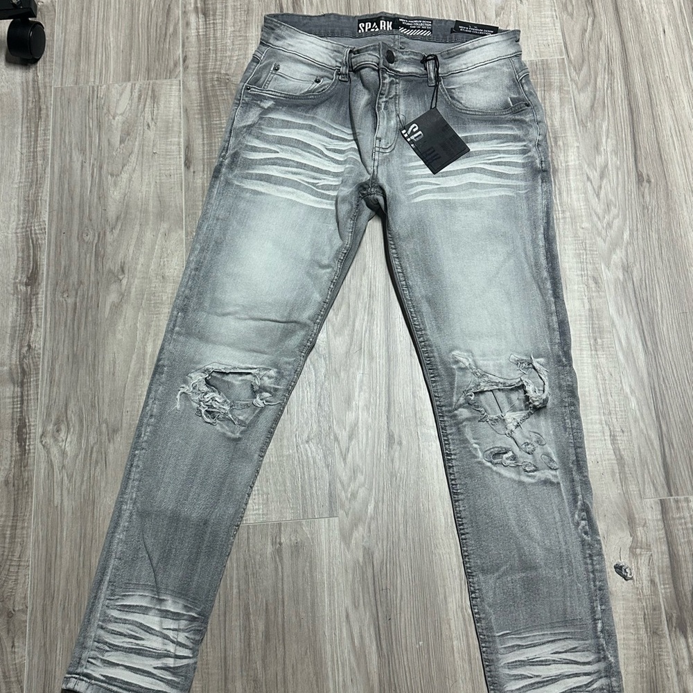 Men's Distressed Skinny Jeans - Black